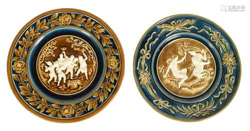 TWO 19TH CENTURY AUSTRIAN GEBRDER SCHUTZ MAJOLICA WALL PLAQ...