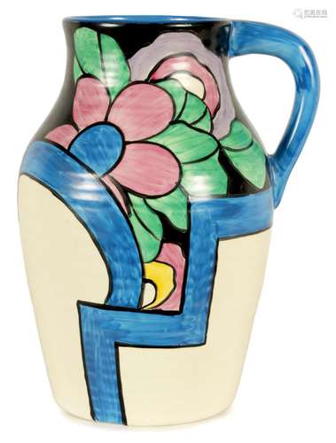 A LARGE CLARICE CLIFF LATONA DAHLIA LOTUS JUG C.1930