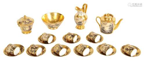 A 19TH CENTURY FRENCH EMPIRE STYLE PORCELAIN TEA SET