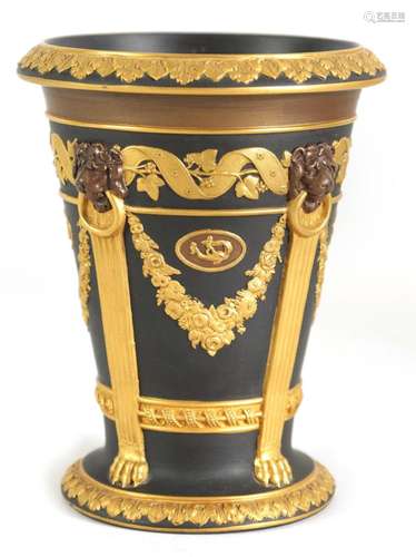 A RARE GILDED AND BRONZED WEDGWOOD VASE