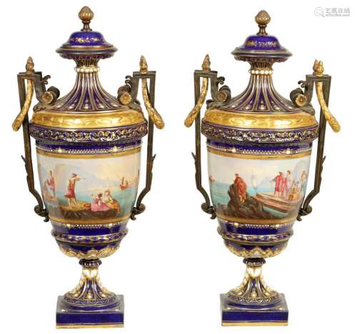 A FINE PAIR OF 19TH CENTURY SEVRES AND ORMOLU MOUNTED PORCEL...