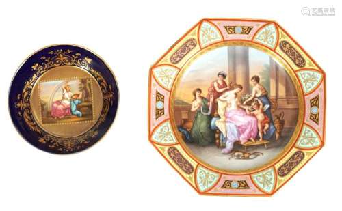 A LATE 19TH CENTURY VIENNA STYLE OCTAGONAL CABINET PLATE