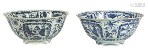 TWO 18TH CENTURY CHINESE BLUE AND WHITE PORCELAIN BOWLS