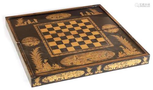 A JAPANESE MEIJI PERIOD LACQUER WORK GAMES BOX