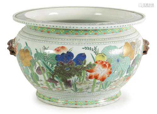 A 19TH CENTURY ORIENTAL STYLE SAMSON FISH BOWL/JARDINIERE