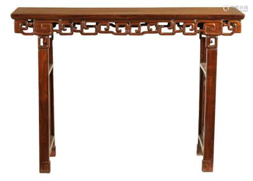 A 19TH CENTURY CHINESE HARDWOOD ALTAR TABLE POSSIBLY HUANGHU...