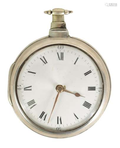 SILVER PAIR CASED VERGE POCKET WATCH