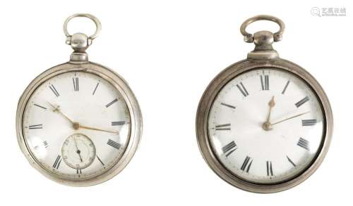 TWO 19TH CENTURY SILVER PAIR CASED POCKET WATCH