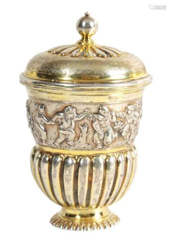 AN 18TH/19TH CENTURY CONTINENTAL SILVER GILT CUP AND COVER