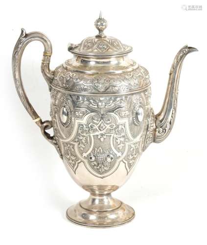 A VICTORIAN LARGE SILVER COFFEE POT