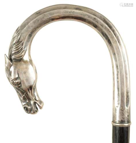 A LATE 19TH CENTURY ART NOUVEAU SILVER TOPPED WALKING STICK