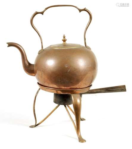 AN UNUSUAL LATE GEORGE III SEAMED COPPER KETTLE ON STAND