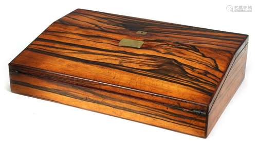 A 19TH CENTURY ZEBRA WOOD WRITING SLOPE