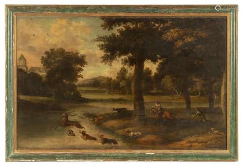 A LARGE 17TH CENTURY FLEMISH SCHOOL OIL ON CANVAS