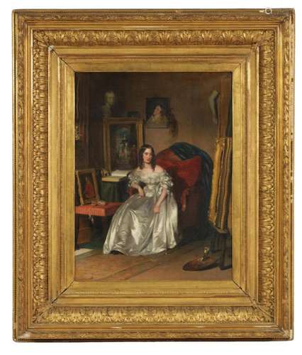 A 19TH CENTURY FRENCH OIL ON CANVAS FULL PORTRAIT OF A YOUNG...