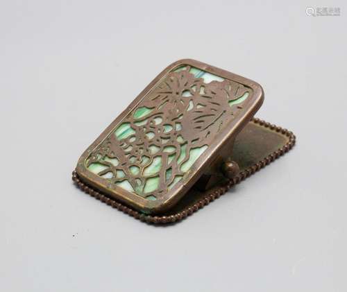 Jugendstil Klammer / An Art Nouveau beaded bronze and green ...