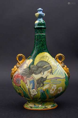 Jugendstil Pilgerflasche / An Art Nouveau pilgrim bottle, Gi...