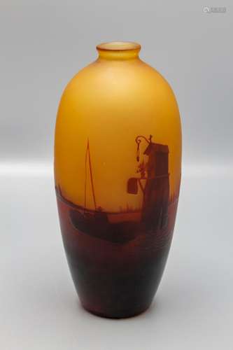 Jugendstil Vase mit Segelbooten in der Lagune von Venedig / ...