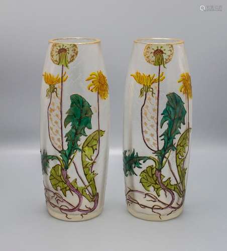 Paar Jugendstil Vasen mit Löwenzahn / A pair of Art Nouveau ...