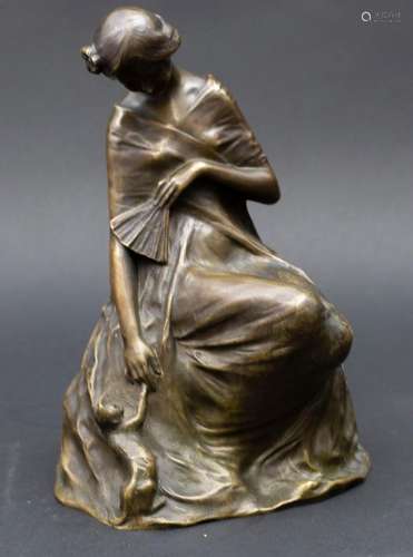 Pierre Félix FIX-MASSEAU (1869-1937), Jugendstil Bronze Mädc...