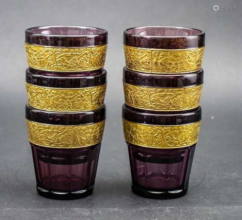 6 Art Déco Trinkgläser / A set of 6 Art Deco glasses, Moser,...