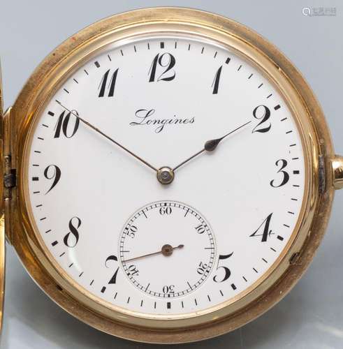 Savonette / Taschenuhr / A 14 ct gold pocket watch, Longines...