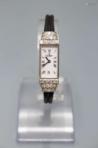 Art Déco Damenarmbanduhr / A ladies Art Deco platinum wristw...