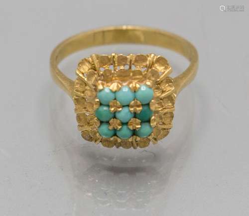 Damenring mit Türkisen / A ladies 18 ct gold ring with turqu...