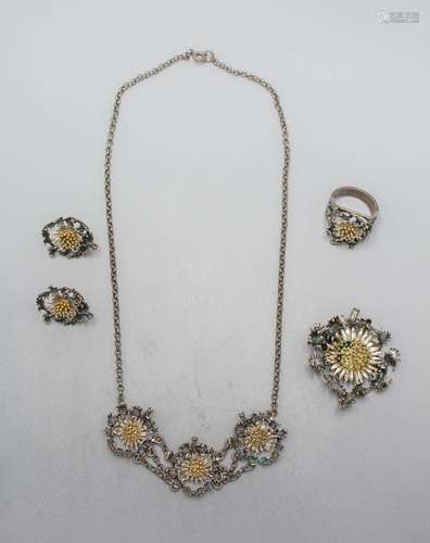 4-teilige Trachten Parure mit Silberdisteln / A 4-piece silv...