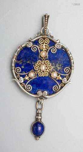 Jugendstil Anhänger mit Lapislazuli / An Art Nouveau silver ...