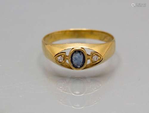 Damenring mit Saphir und Brillanten / A ladies 18 ct gold ri...