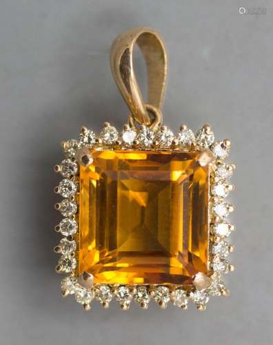 Anhänger mit Citrin und Brillanten / An 18 ct gold pendant w...