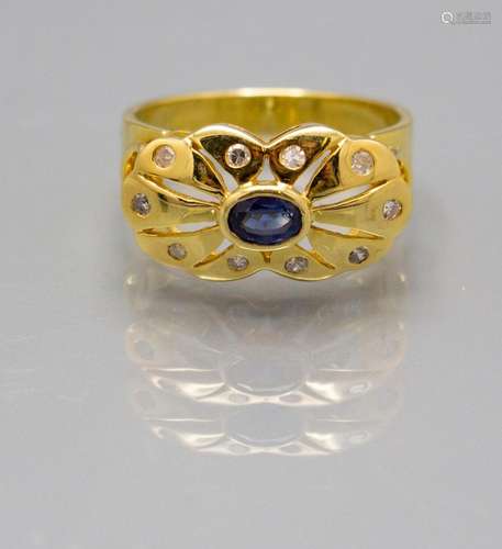 Damenring mit Saphiren und Brillanten / A ladies 14 ct gold ...