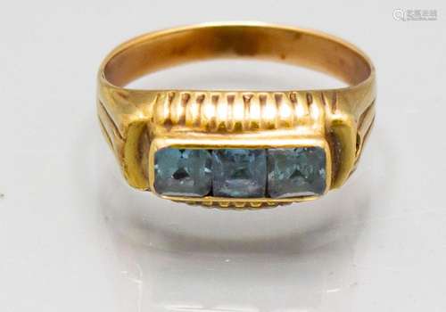 Damenring mit Aquamarin / A ladies 14 ct gold ring with an a...