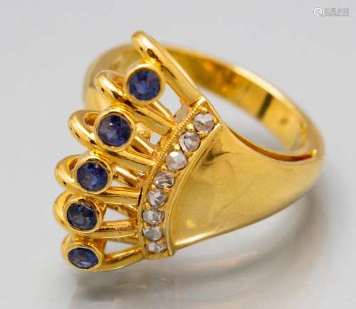 Damenring mit Saphiren und Brillanten / A ladies 14 ct gold ...