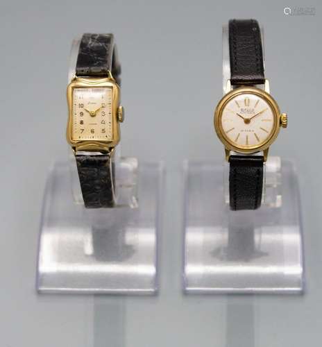 2 Damenarmbanduhren in Gold / Two 14 ct gold ladies wristwat...