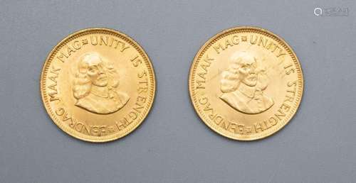 2 Goldmünzen, Südafrika, 2 Rand, 1962 / 2 gold coins, South ...