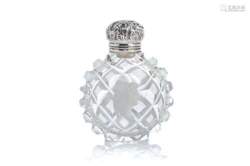 CUT GLASS PERFUME FLASK WITH NEOCLASSICAL SULPHIDE