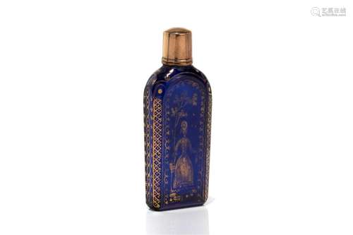 18th C COBALT BLUE GLASS SCENT BOTTLE