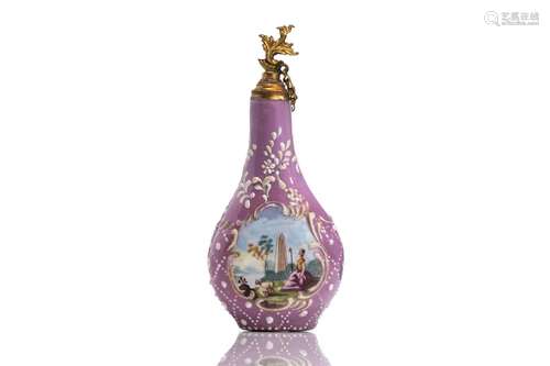 18th C ENGLISH STAFFORDSHIRE ENAMEL SCENT BOTTLE