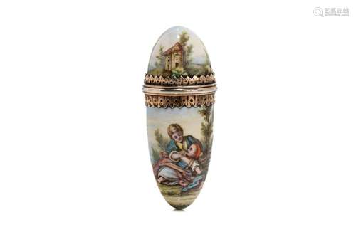 FRENCH GOLD MOUNTED ENAMEL EGG SHAPED SCENT BOTTLE