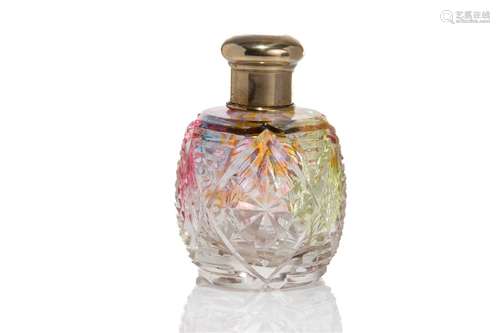 RAINBOW TRI-COLOUR CUT GLASS SCENT BOTTLE