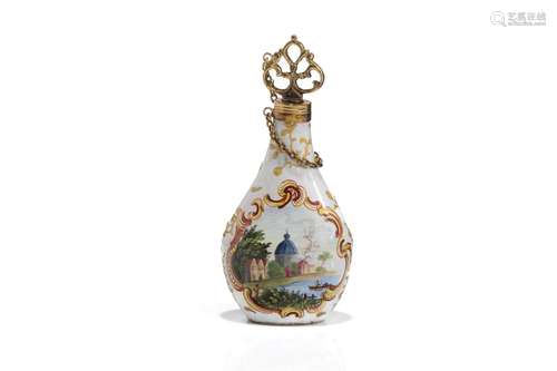 ENGLISH STAFFORDSHIRE ENAMEL SCENT BOTTLE