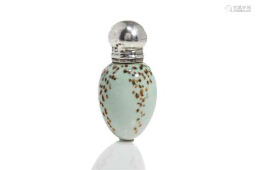 19th C ENGLISH VICTORIAN BIRD'S EGG SCENT BOTTLE