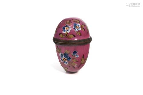 18th C STAFFORDSHIRE PINK ENAMEL EGG