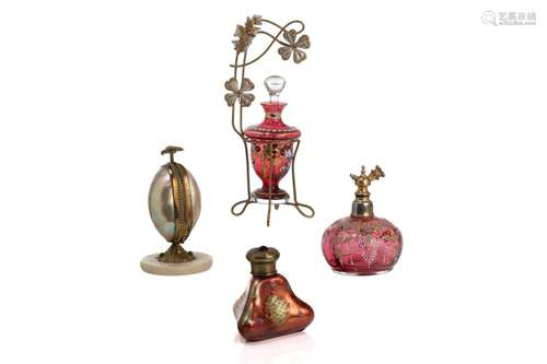 FOUR ANTIQUE PERFUME BOTTLES