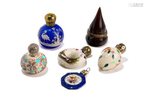 SIX ANTIQUE PERFUME BOTTLES