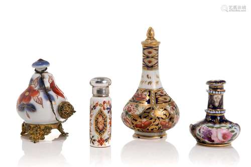 FOUR IMARI PORCELAIN SCENT BOTTLES