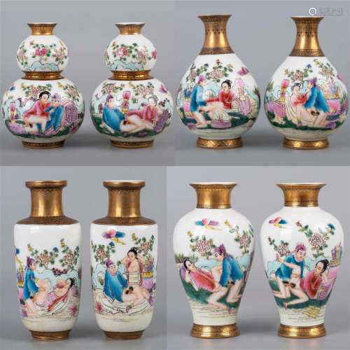 A set of porcelain vases with Daqing Qianlong year mark