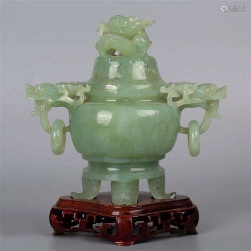 Dragon button jade incense burner